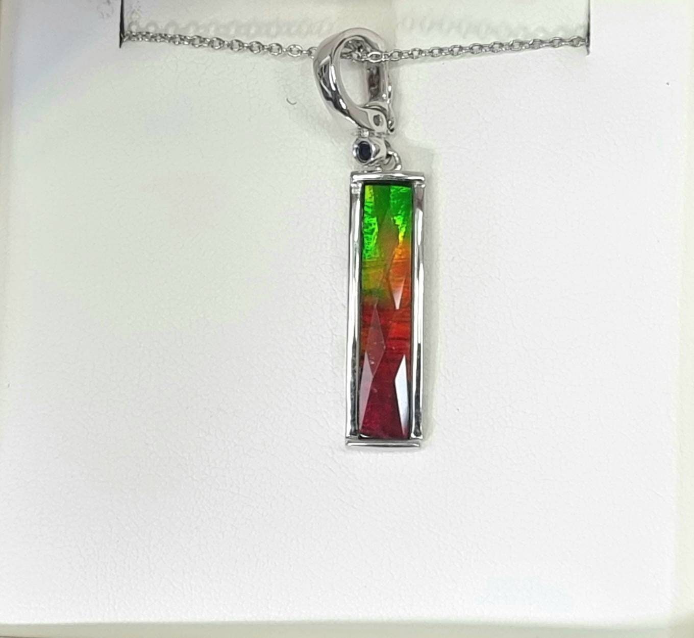 Ammolite Crystal Silver Necklace