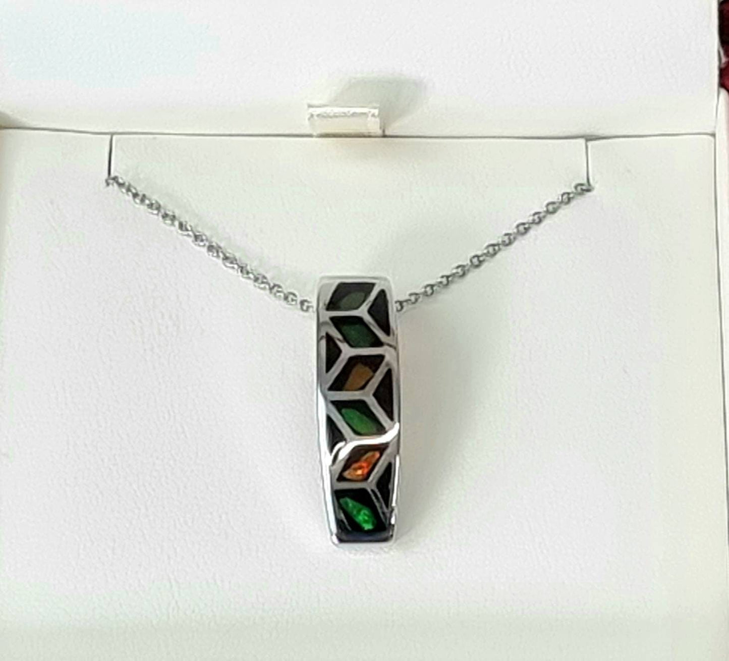 Ammolite Crystal Silver Necklace