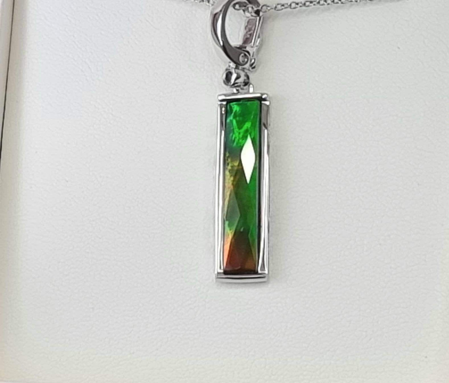 Ammolite Crystal Silver Necklace