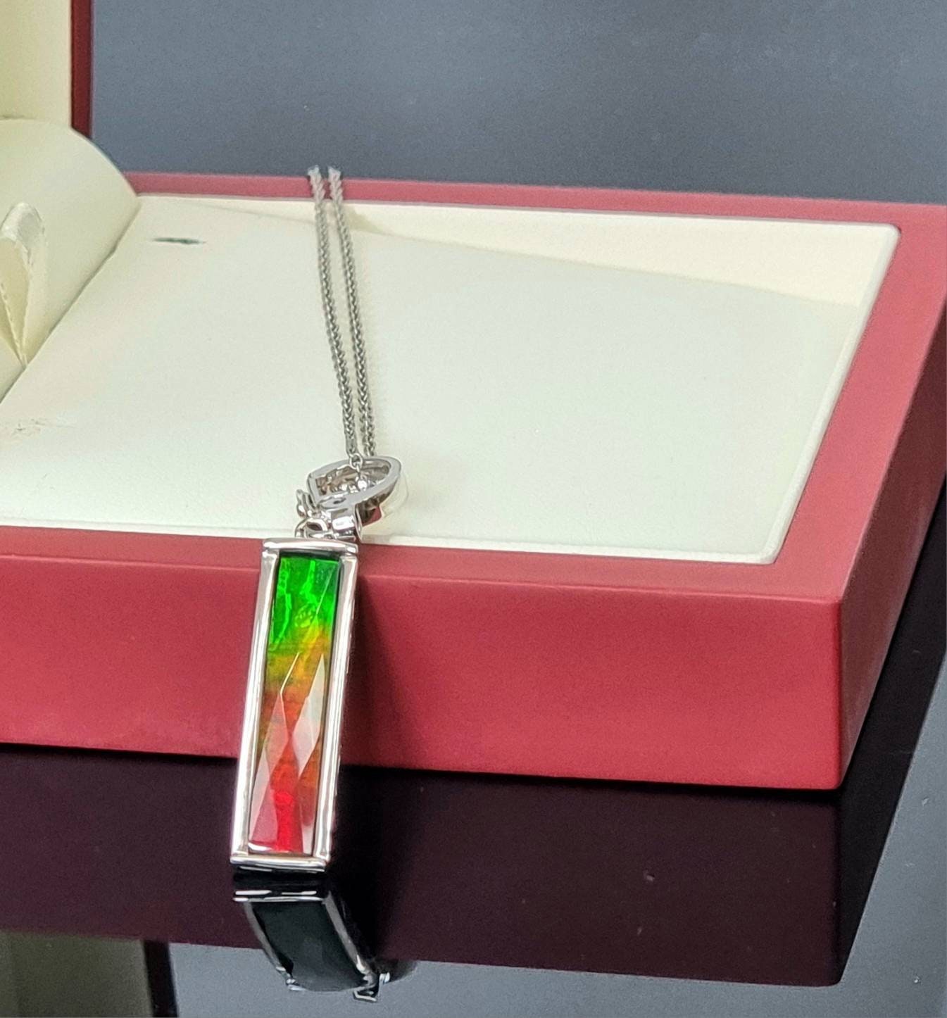 Ammolite Crystal Silver Necklace