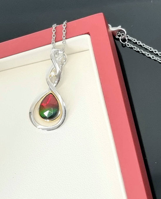 Ammolite Crystal Silver Necklace