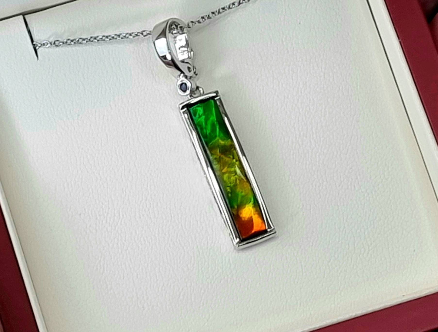 Ammolite Crystal Silver Necklace