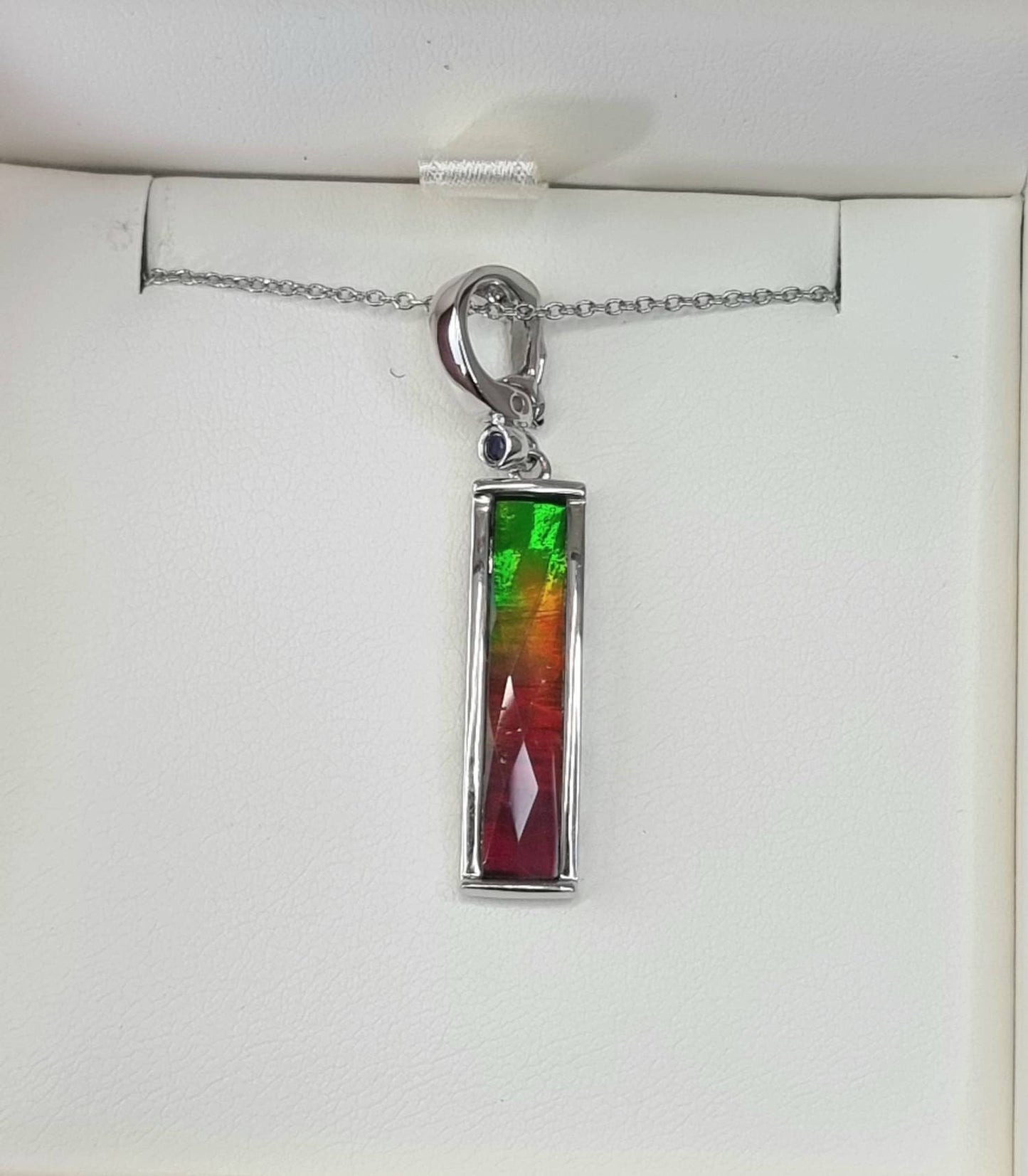 Ammolite Crystal Silver Necklace