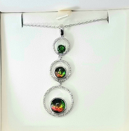 Ammolite Gemstone Necklace Luxury Gift drop