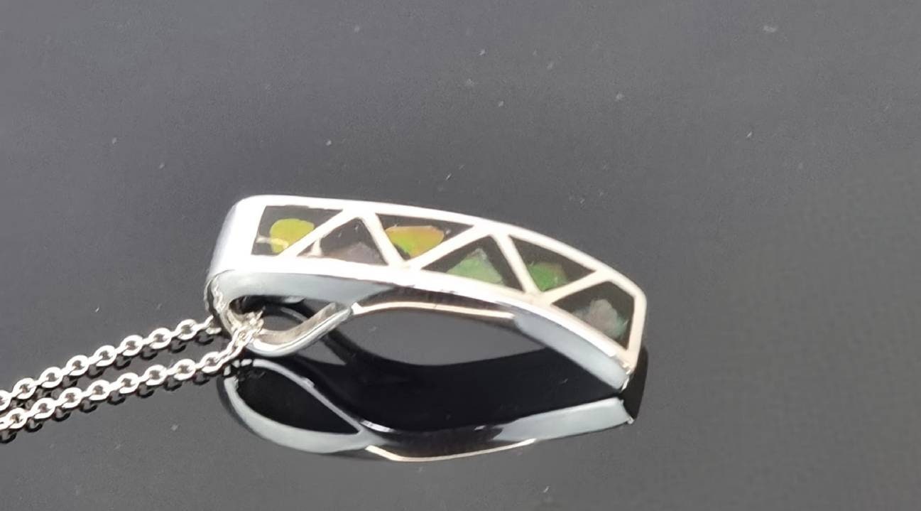 Ammolite Crystal Silver Necklace