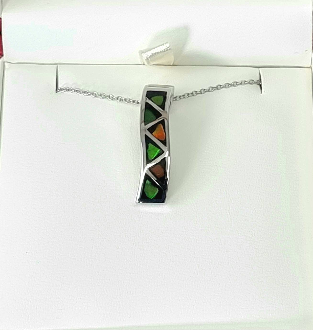 Ammolite Crystal Silver Necklace