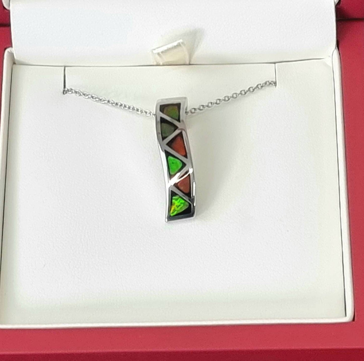 Ammolite Crystal Silver Necklace