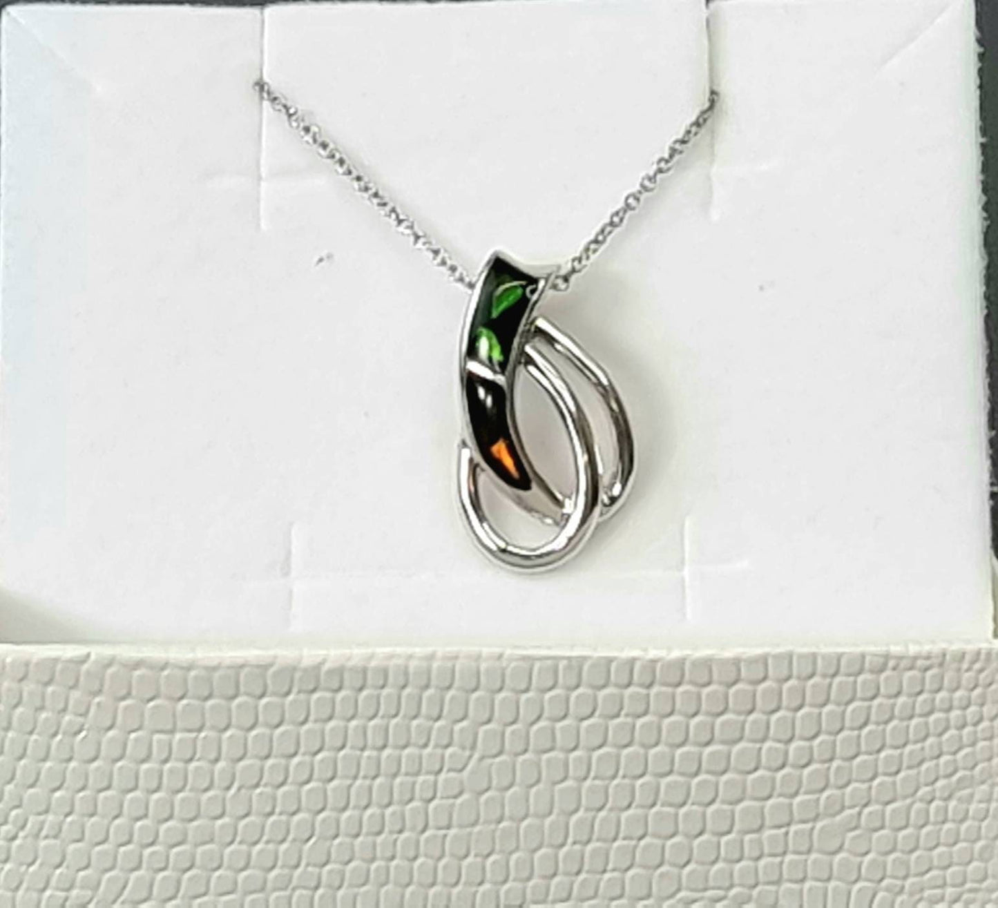 Ammolite Crystal Silver Necklace