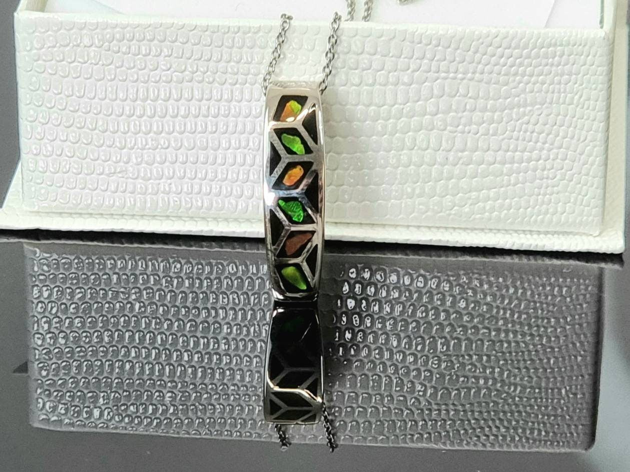 Ammolite Crystal Silver Necklace