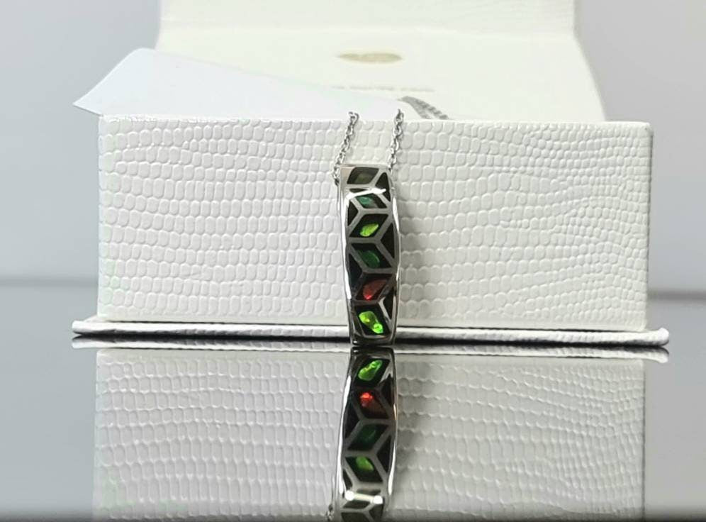 Ammolite Crystal Silver Necklace