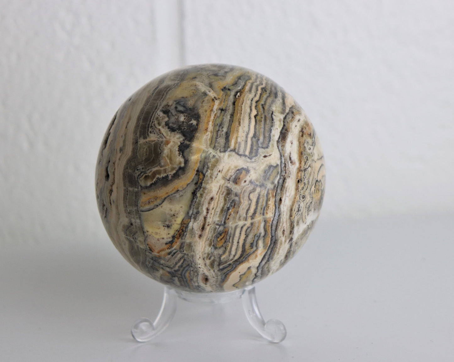 60) Bumble Bee Calcite Crystal Sphere 3.5"