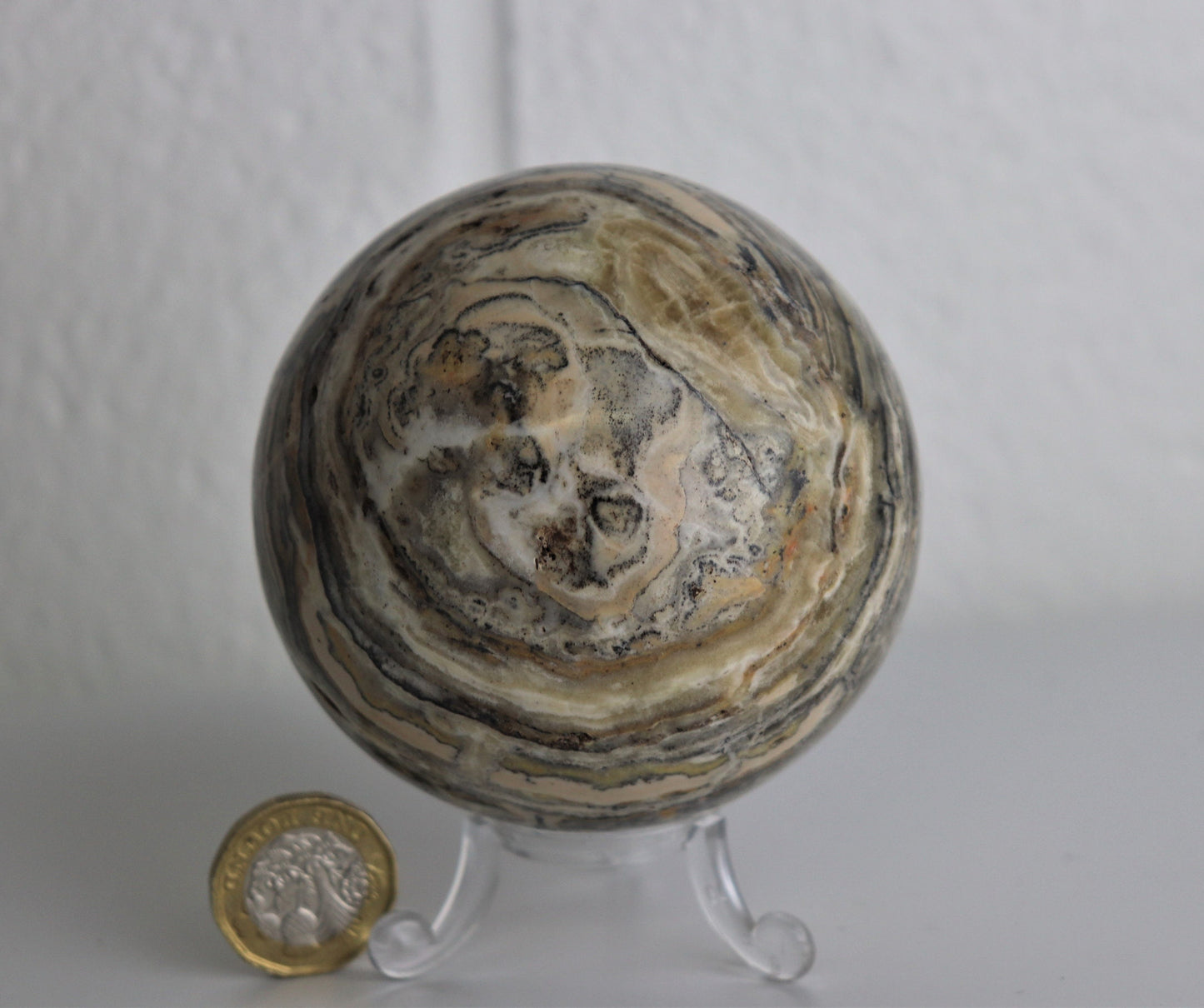 60) Bumble Bee Calcite Crystal Sphere 3.5"