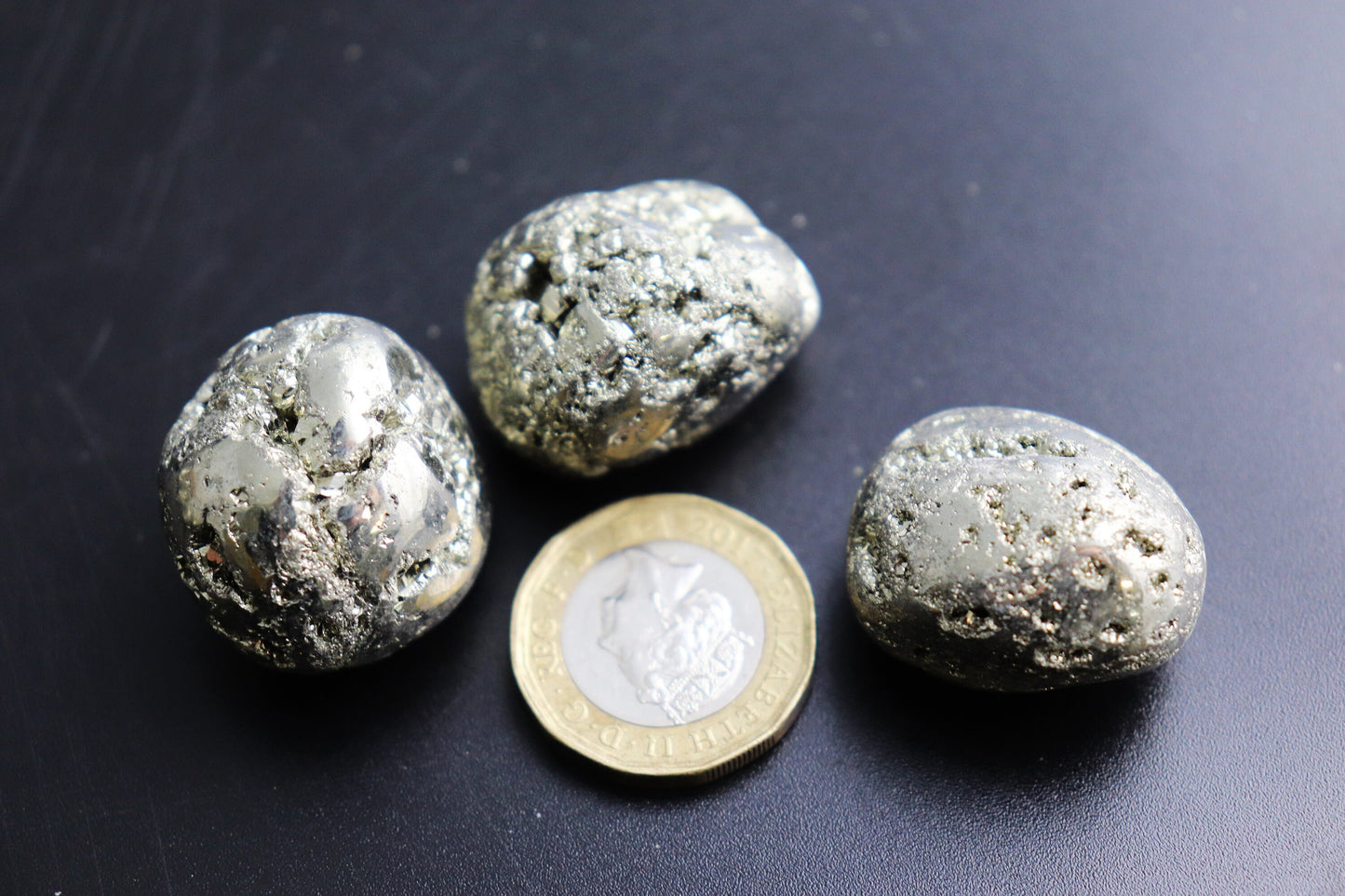 1 X Pyrite Crystal Tumble stone Fools Gold Iron Great Gift Arts Crafts Peru