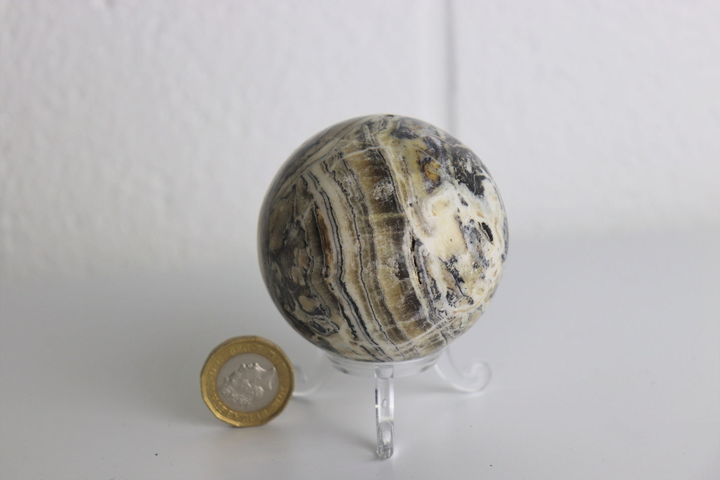 56) Bumble Bee Calcite Crystal Sphere 2.3"