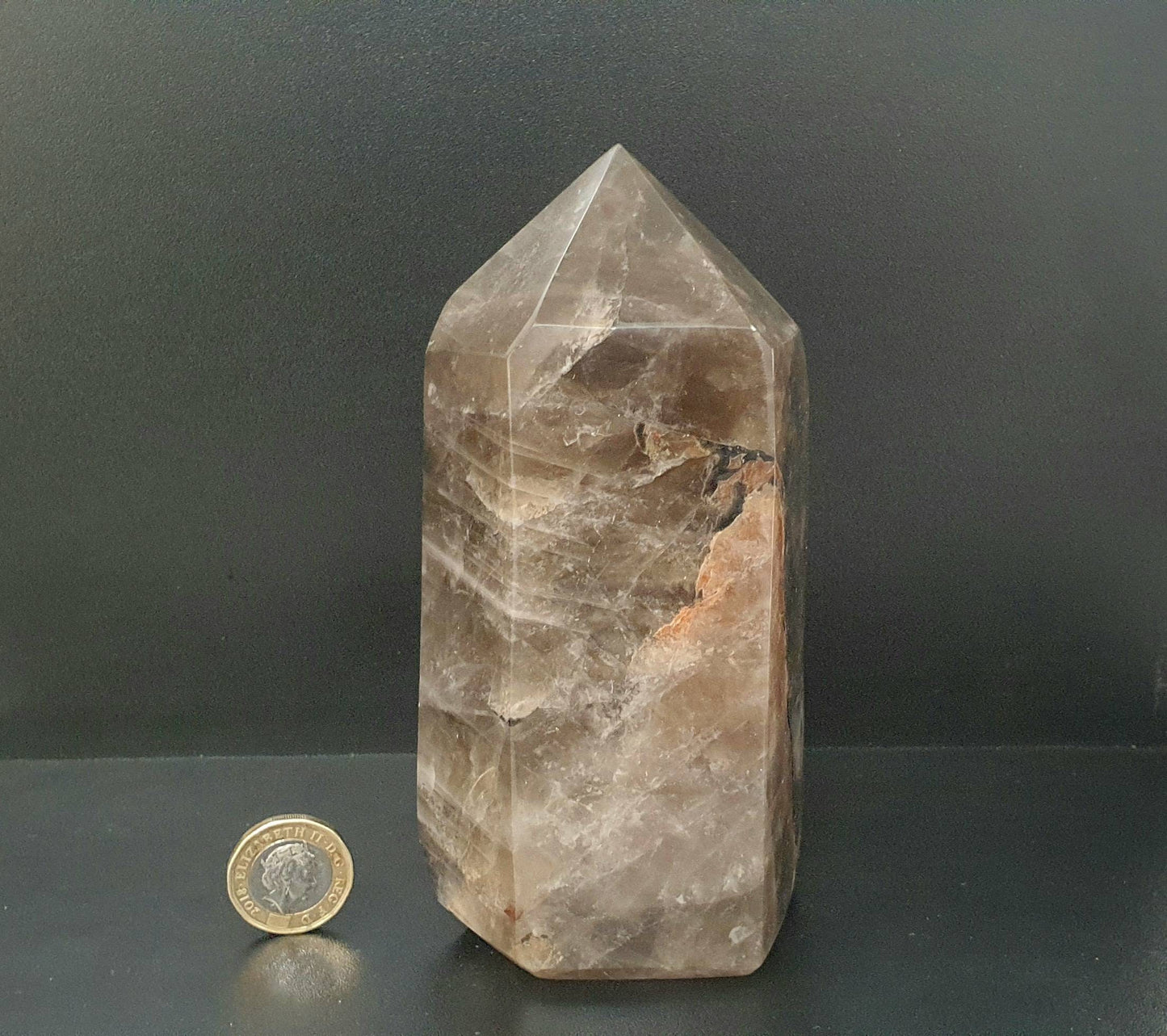 10) Large Smoky Quartz Crystal Prism Tower