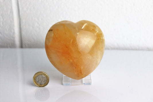 44) Large Yellow Hematoid Quartz Crystal Golden Healer Heart