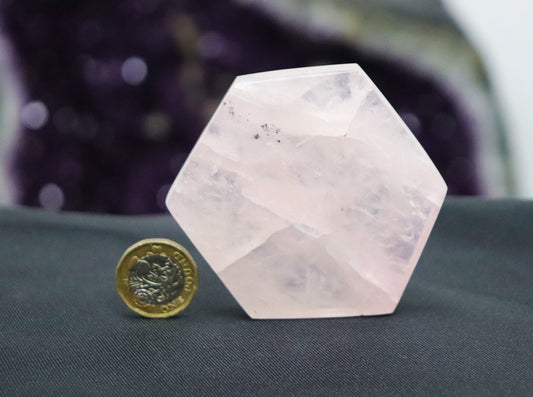 Rose Quartz Crystal Disc Hexagon Plate