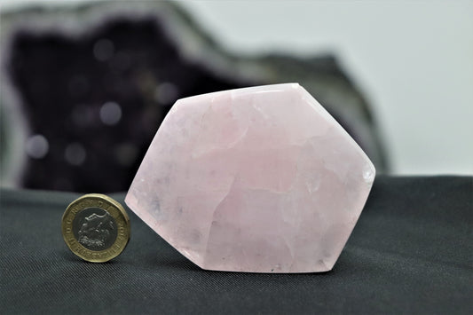 10) Rose Quartz Crystal Disc Hexagon Palm stone