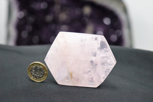 Rose Quartz Crystal Disc Hexagon Plate