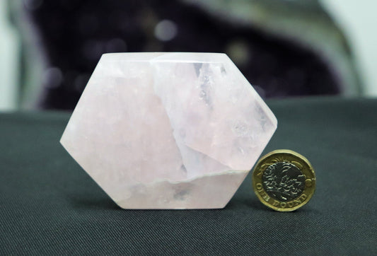 Rose Quartz Crystal Disc Hexagon Plate