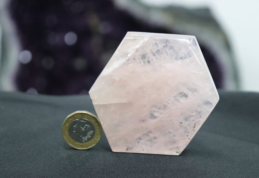 Rose Quartz Crystal Disc Hexagon Plate