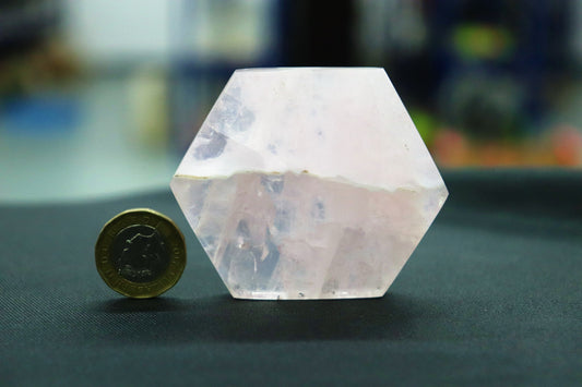 Rose Quartz Crystal Disc Hexagon Plate