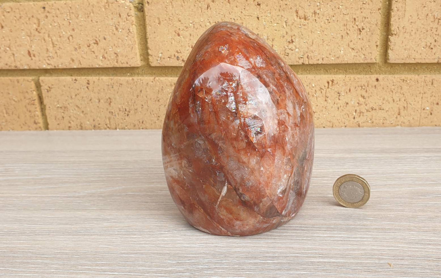 4)  Red Hematoid Fire Quartz Crystal Polished Freestanding