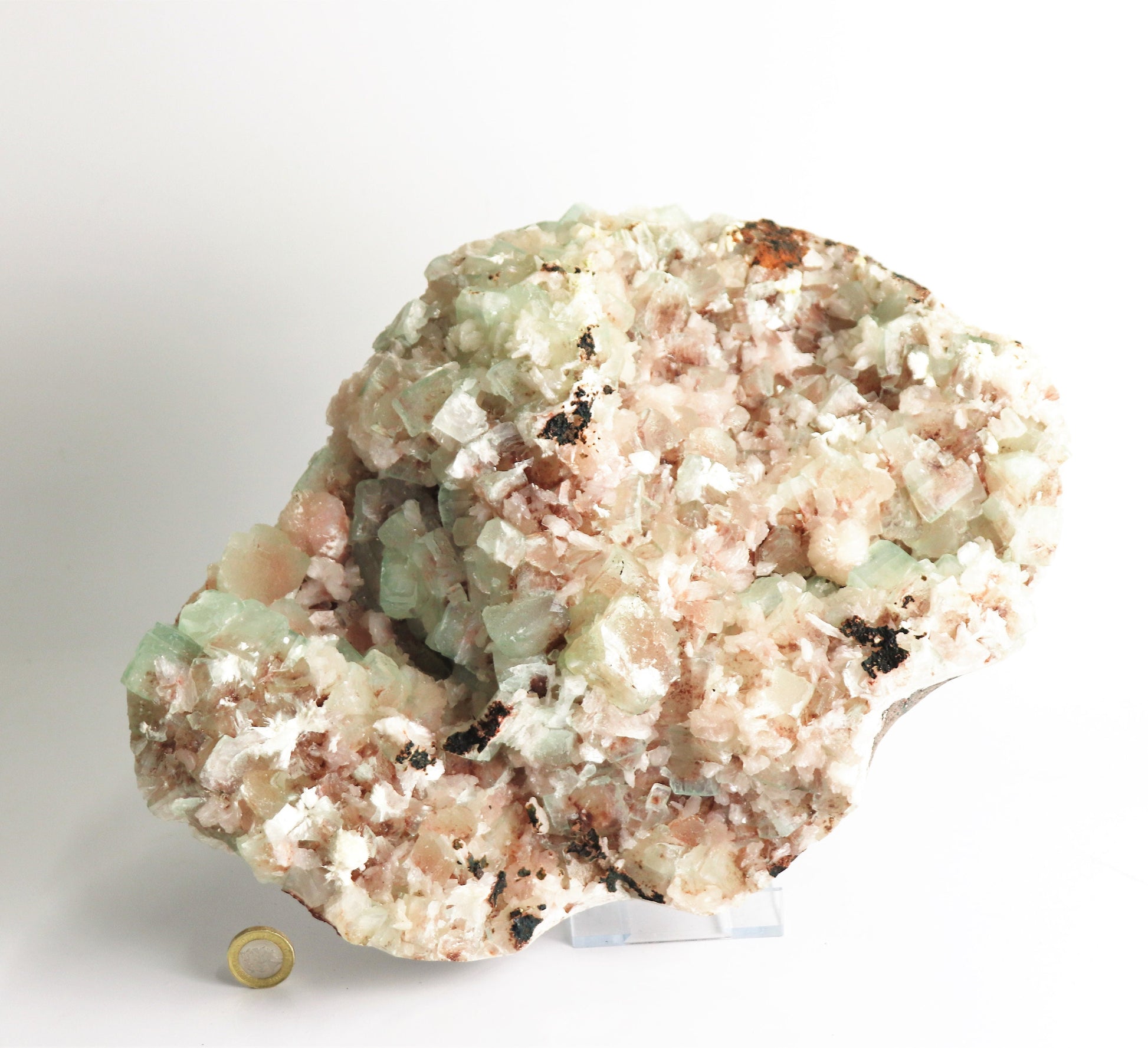  Large Green Apophyllite Pink Stilbite Zeolite Crystal