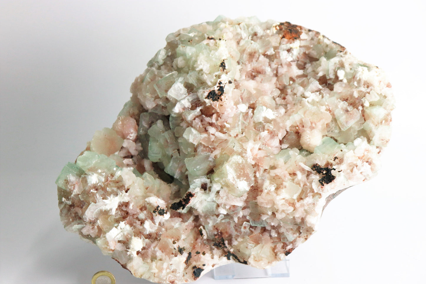 40) Large Green Apophyllite Pink Stilbite Zeolite Crystal  - India  7.88 KG