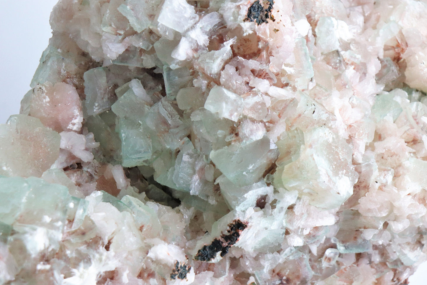 40) Large Green Apophyllite Pink Stilbite Zeolite Crystal  - India  7.88 KG