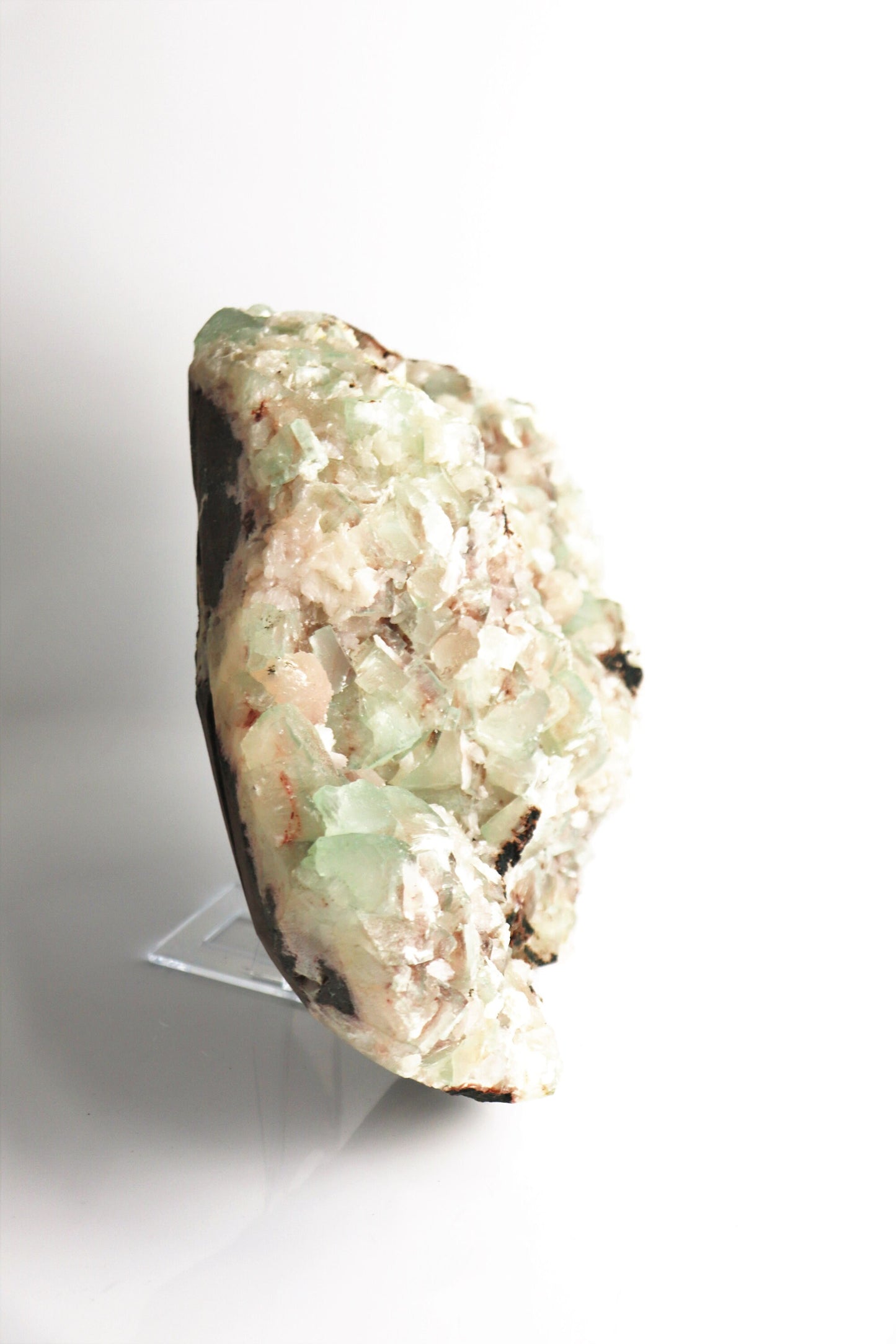 40) Large Green Apophyllite Pink Stilbite Zeolite Crystal  - India  7.88 KG