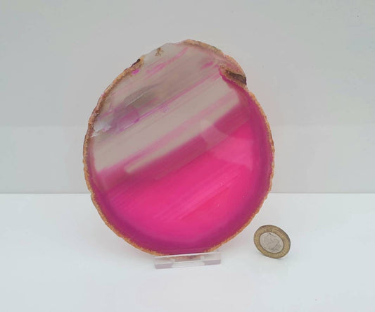 high quality large pink crystal agate slice coaster