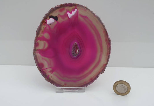 high quality pink agate crystal slice