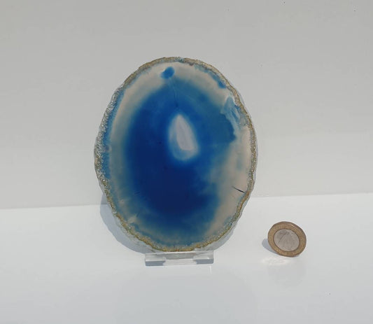 large agate slice crystal blue