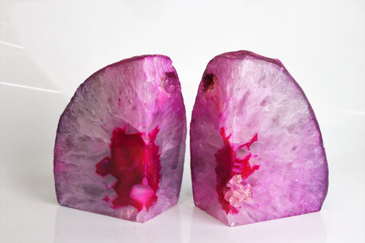 pink agate crystal bookends