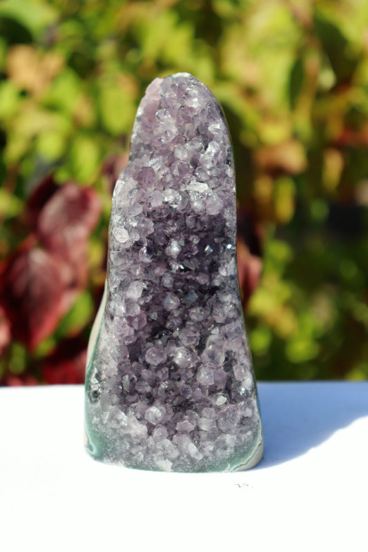 AMu75) Amethyst Crystal Geode Purple Free Standing Quartz Great Gift