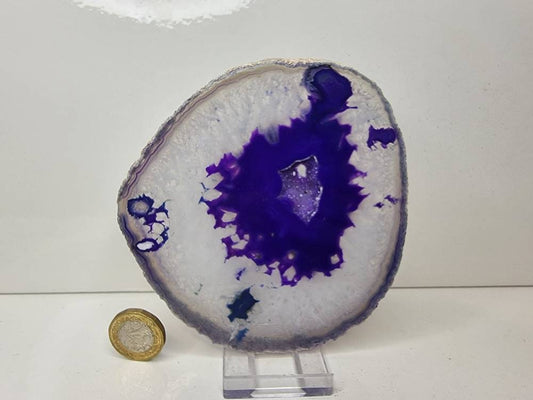 large agate slice purple crystal