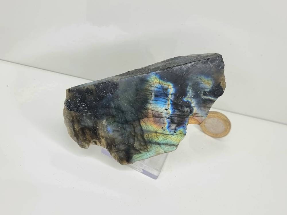 41LH) Labradorite Crystal Half Polished Slice