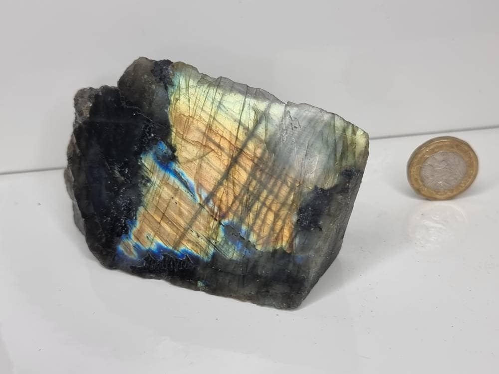 43LH) Labradorite Crystal Half Polished Slice