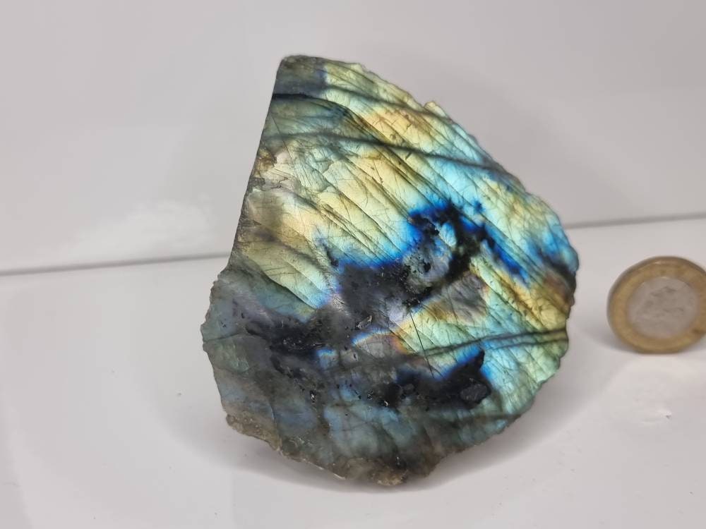 47LH) Labradorite Crystal Half Polished Slice