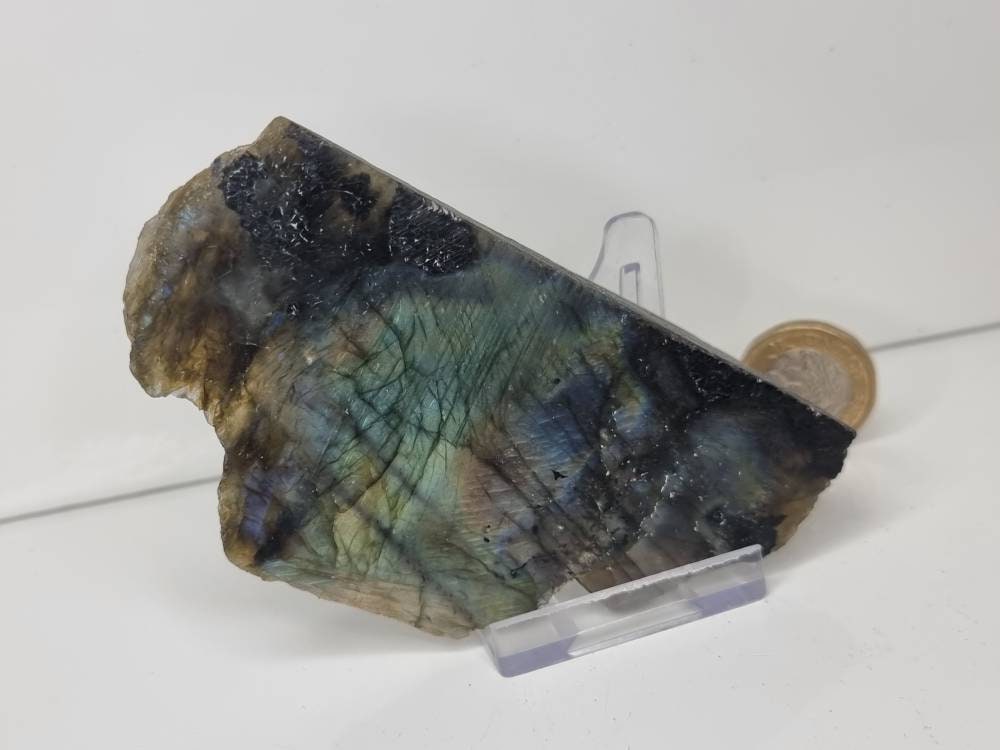 41LH) Labradorite Crystal Half Polished Slice