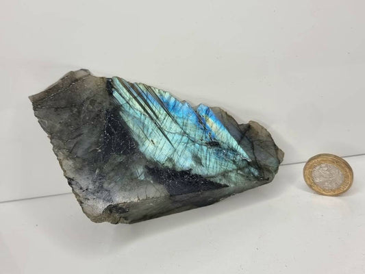 40LH) Labradorite Crystal Half Polished Slice