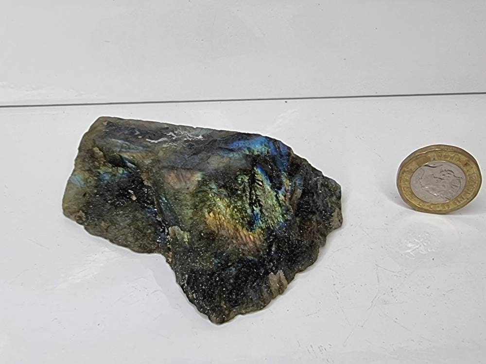 20LH) Labradorite Crystal Half Polished Slice