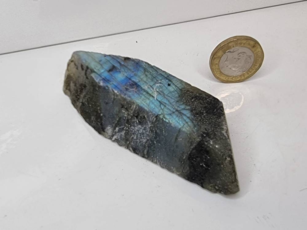 32LH) Labradorite Crystal Half Polished Slice