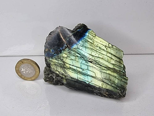 5LH) Labradorite Crystal Half Polished Slice