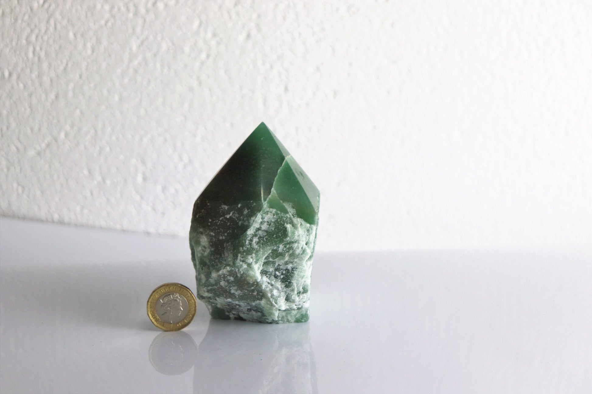 green quartz crystal raw point polished