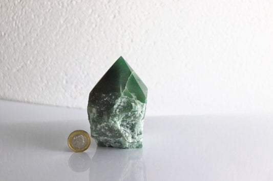 green quartz crystal raw point polished