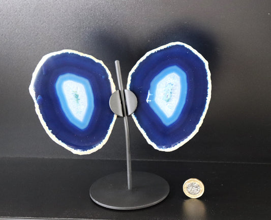 large agate crystal butterfly blue