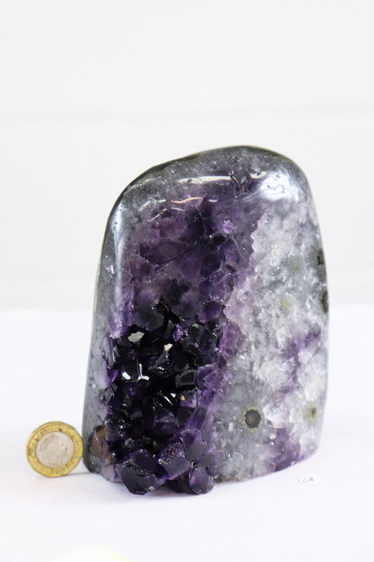 AMU68e) Uruguayan Amethyst Crystal Purple Free Standing Quartz Geode Great Gift