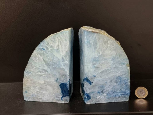 blue agate crystal bookends for sale